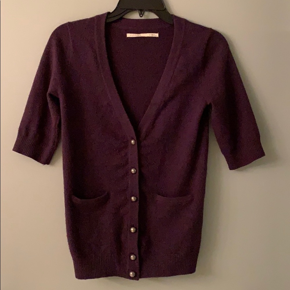 Purple short sleeve cardigan